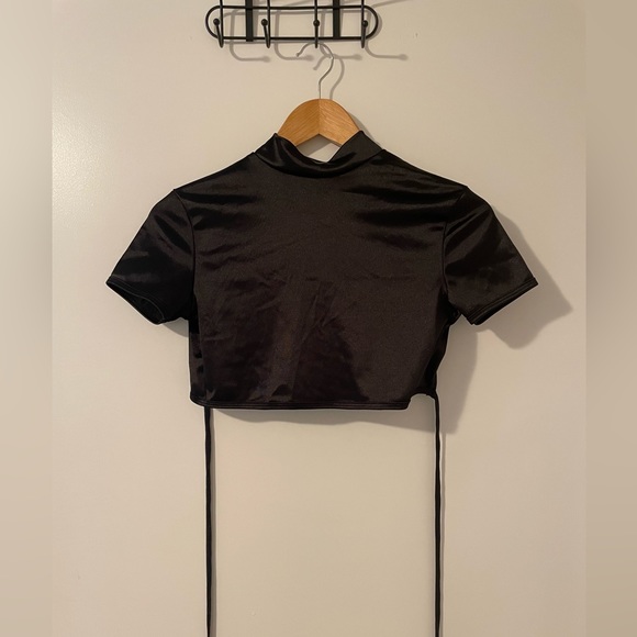 Black open back tie top - Picture 2 of 2